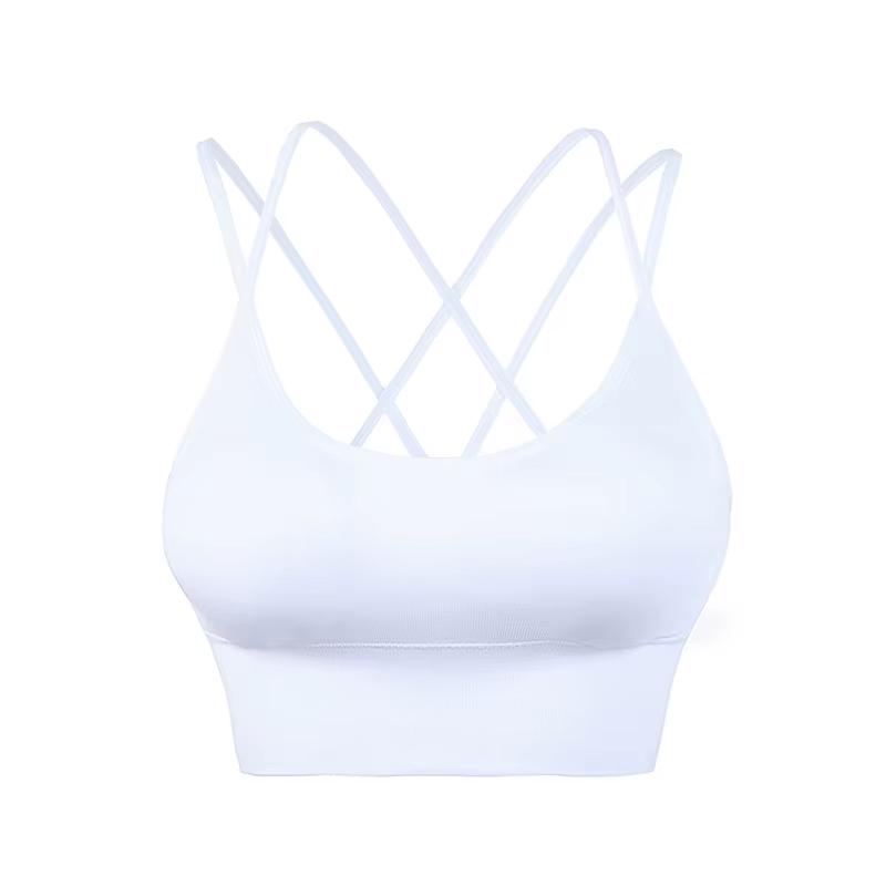 Soutien-gorge rembourré croisé dans le dos pour femme, brassière de sport, yoga, entraînement, fitne