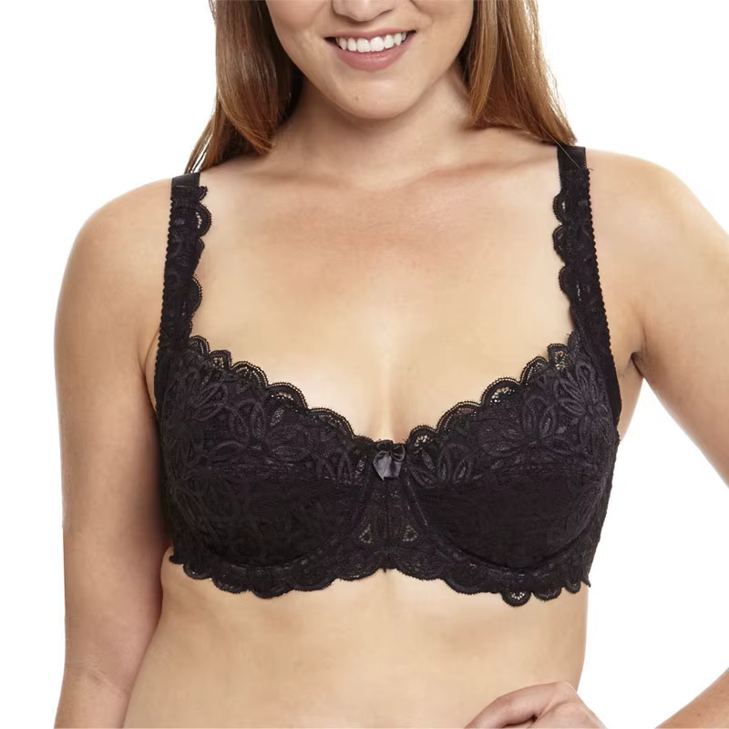 Soutien-gorge en dentelle bleu et noir pour femmes, grande taille 34 36 38 40 42 44 46 D/DD/DDD/E/F/