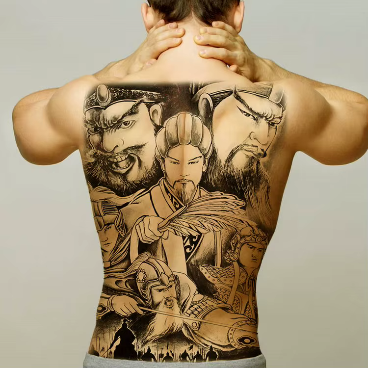 Tatouage temporaire à transfert d'eau pour hommes, grand dos, faux ailes de dragon, autocollant d'ar