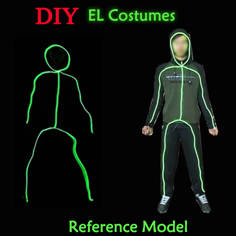 EL Costumes nouvelle mode LED/EL vêtements Costumes lumineux lueur fournitures de danse vêtements lé