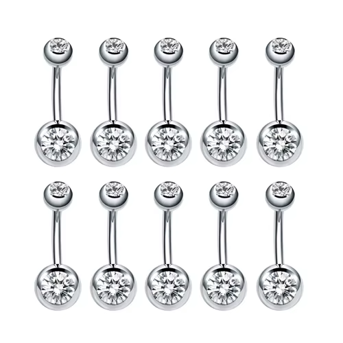 10 pièces/lot Piercings de Nombril en acier inoxydable strass anneaux de Nombril boule Ombligo Nombr