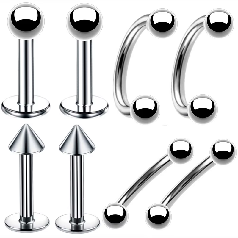 8 pièces Labret Piercing en vrac corps Piercing ensemble sourcil haltère fer à cheval boucle d'oreil