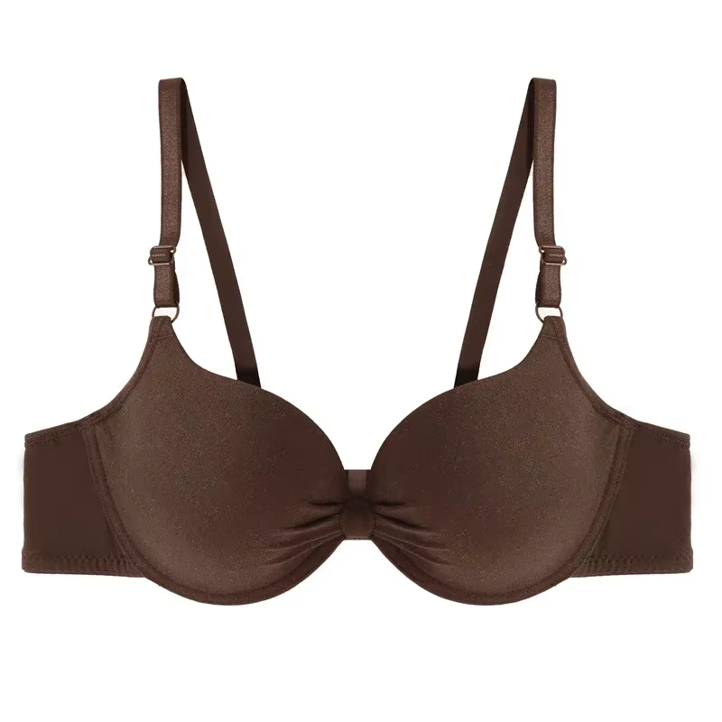 Soutien-gorge froncé en coton pour femmes, Sexy, décolleté en V profond, à armatures, Push Up, Linge