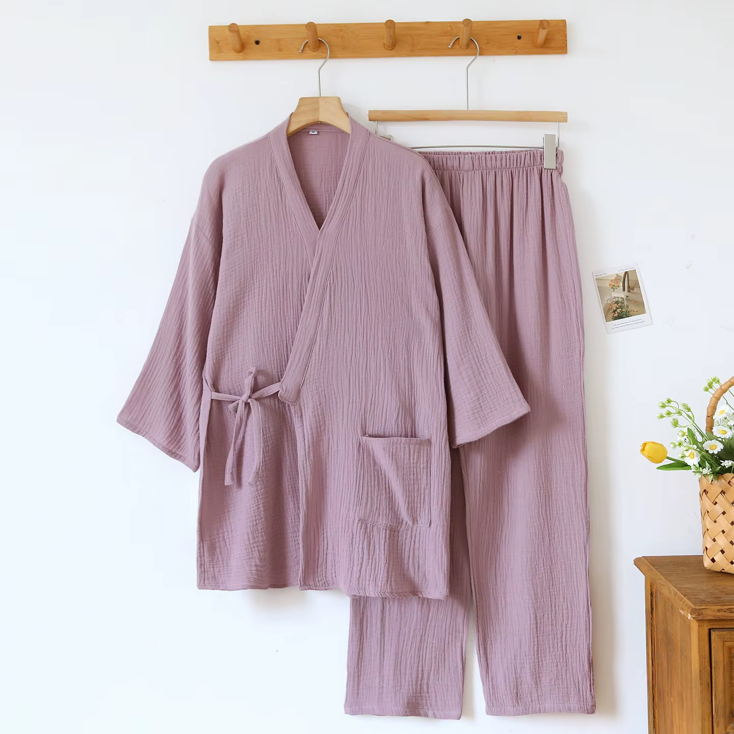 Pyjama de Couple Kimono japonais pour femmes, 100% crêpe de coton, ensemble d'ameublement Simple de
