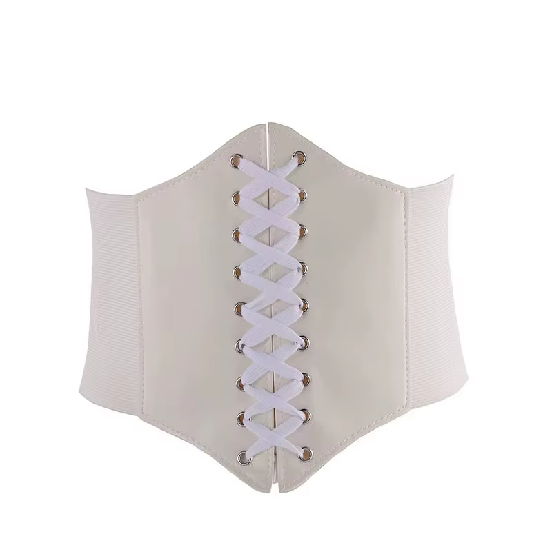 Ceinture Corset gothique en cuir PU pour femmes, à lacets, taille amincissante, Vintage, large, noir