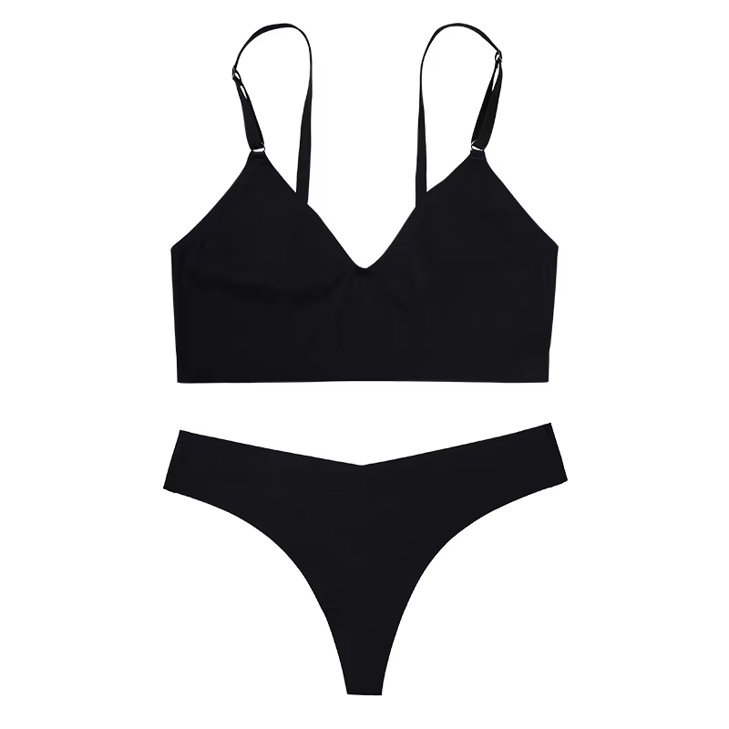 TERMEZY femmes ensemble de soutien-gorge sans couture Sexy string taille basse culotte sans fil sout