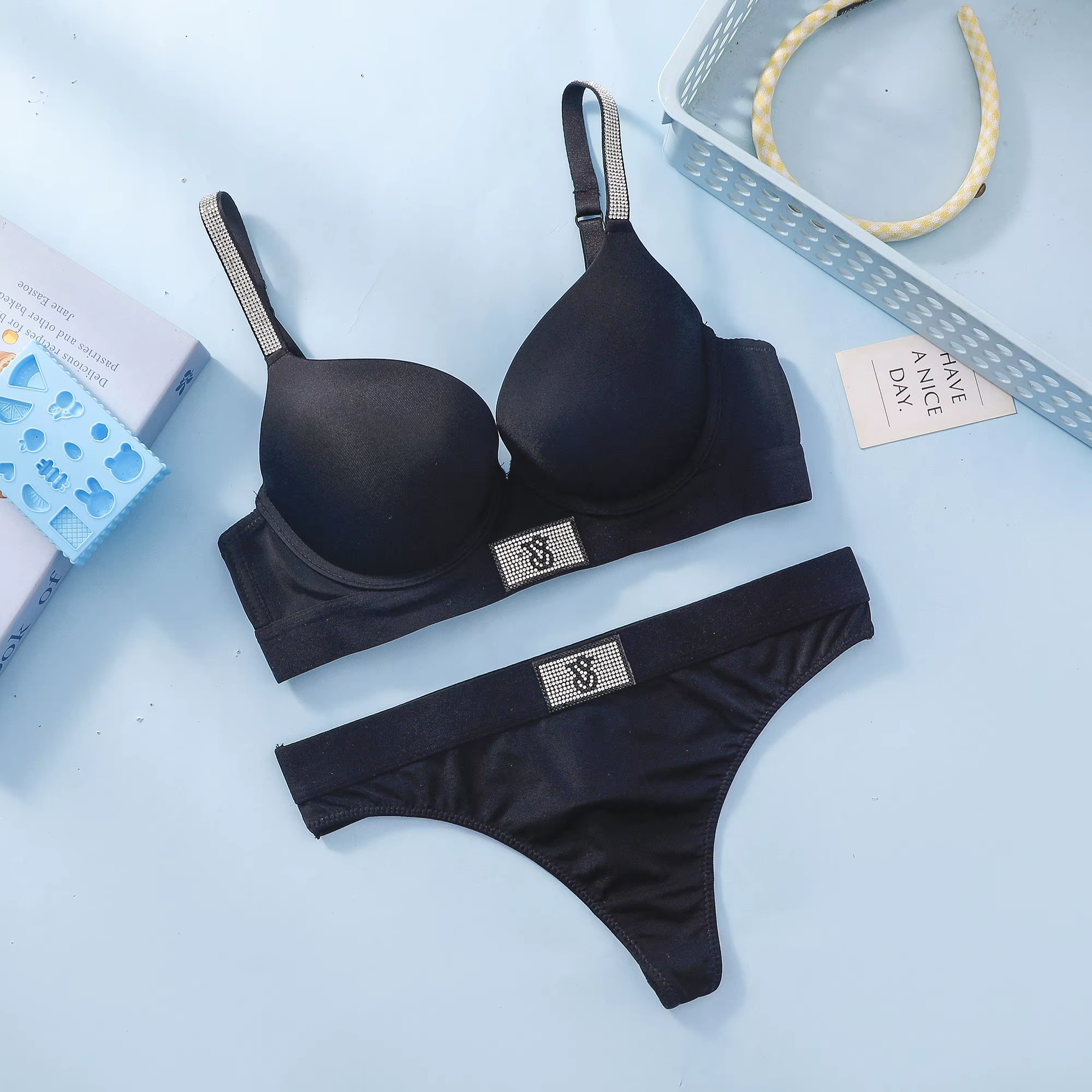 Ensemble soutien-gorge et culotte Victoria's Secret pour femme, en dentelle, push-up, confortable, s