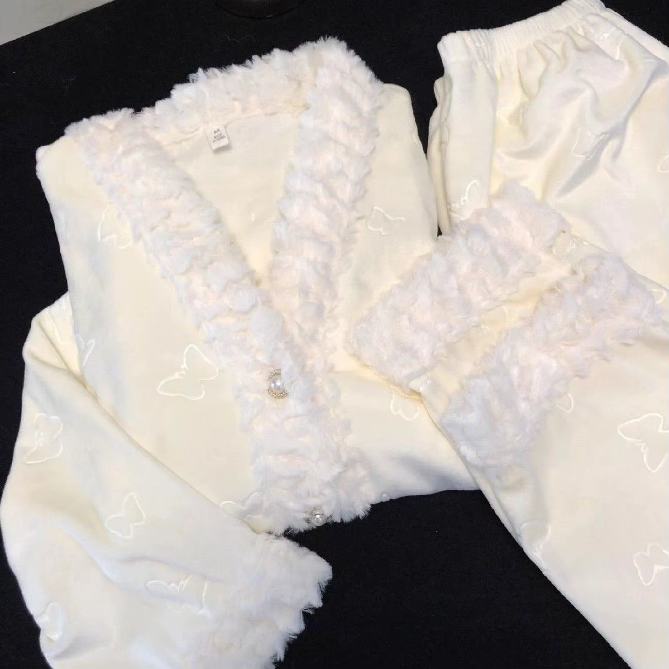 Pyjama en velours allemand pour femme, épais, manches longues, chaud, ensemble de vêtements de nuit,