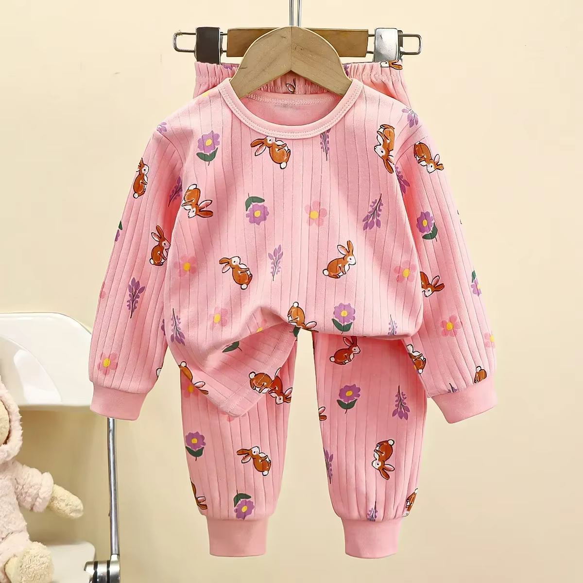 Pyjama chaud en pur coton pour enfants, garçons et filles, T-Shirt à manches longues + pantalon, des