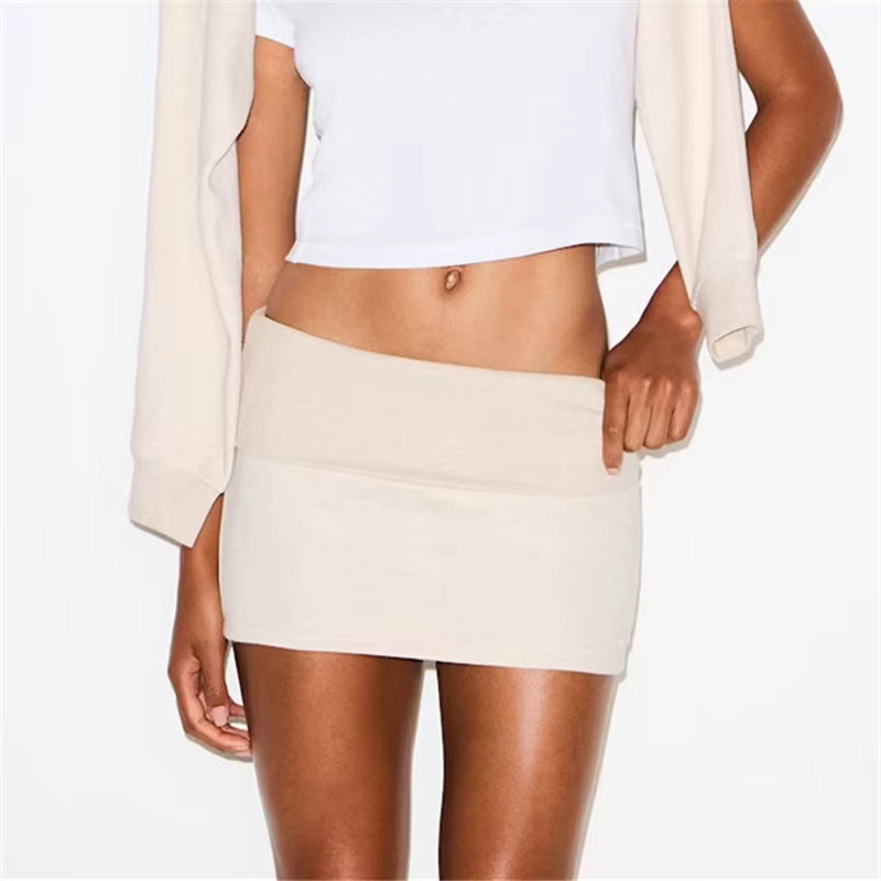 Mini-jupe pliée Y2K pour femmes, coupe ajustée, taille basse, jupe moulante, mini-jupe décontractée 