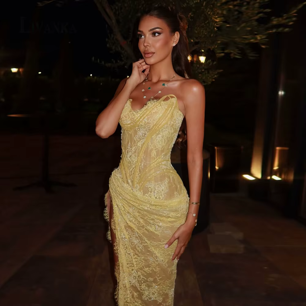 LIVANKA élégant chérie robe de soirée pour femme dentelle Appliques plissé Corset saoudien arabe rob