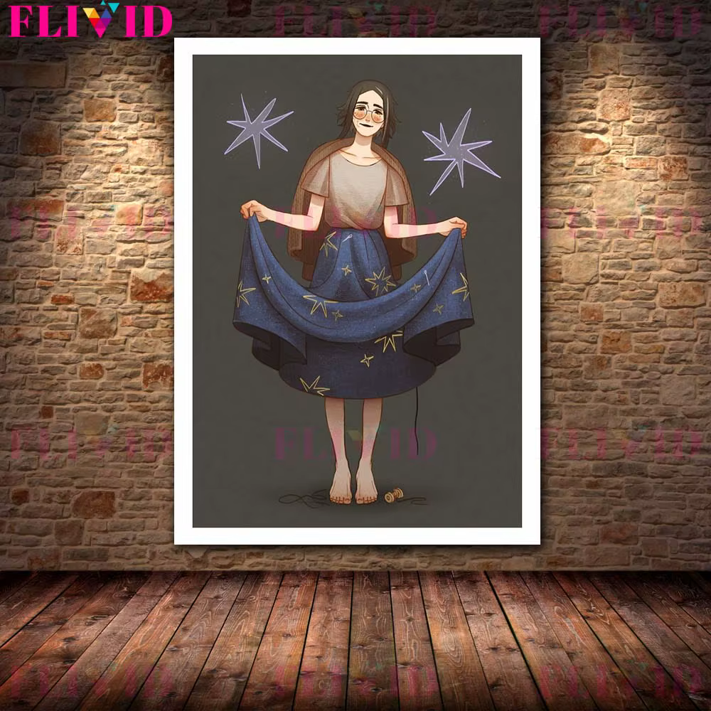 Affiche murale de fille étoilée, envoi en veille, chevalier, puissance nordique, images murales pour