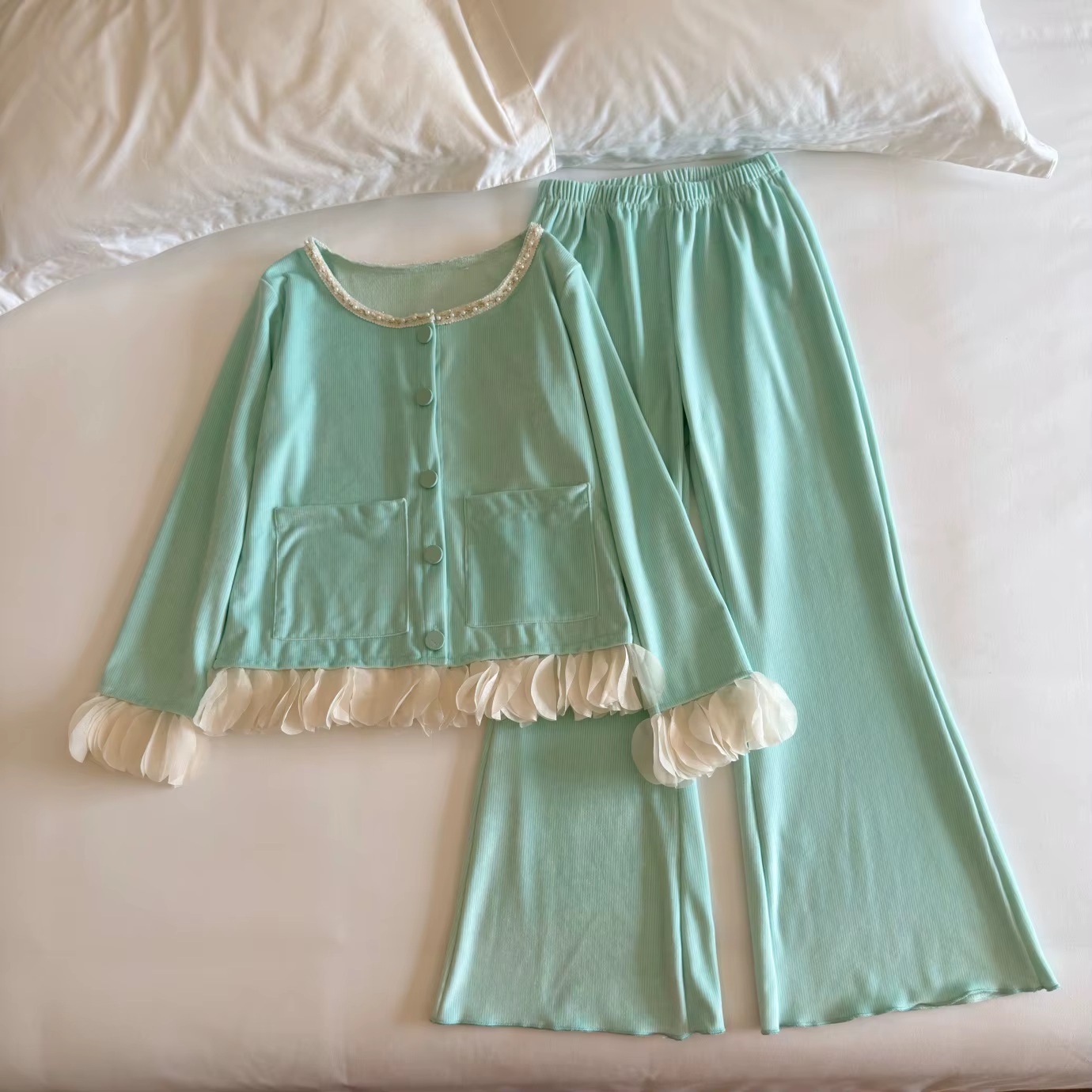 Pyjama Double face en velours pour femme, vêtements chauds pour la maison, salon élégant, costume d'