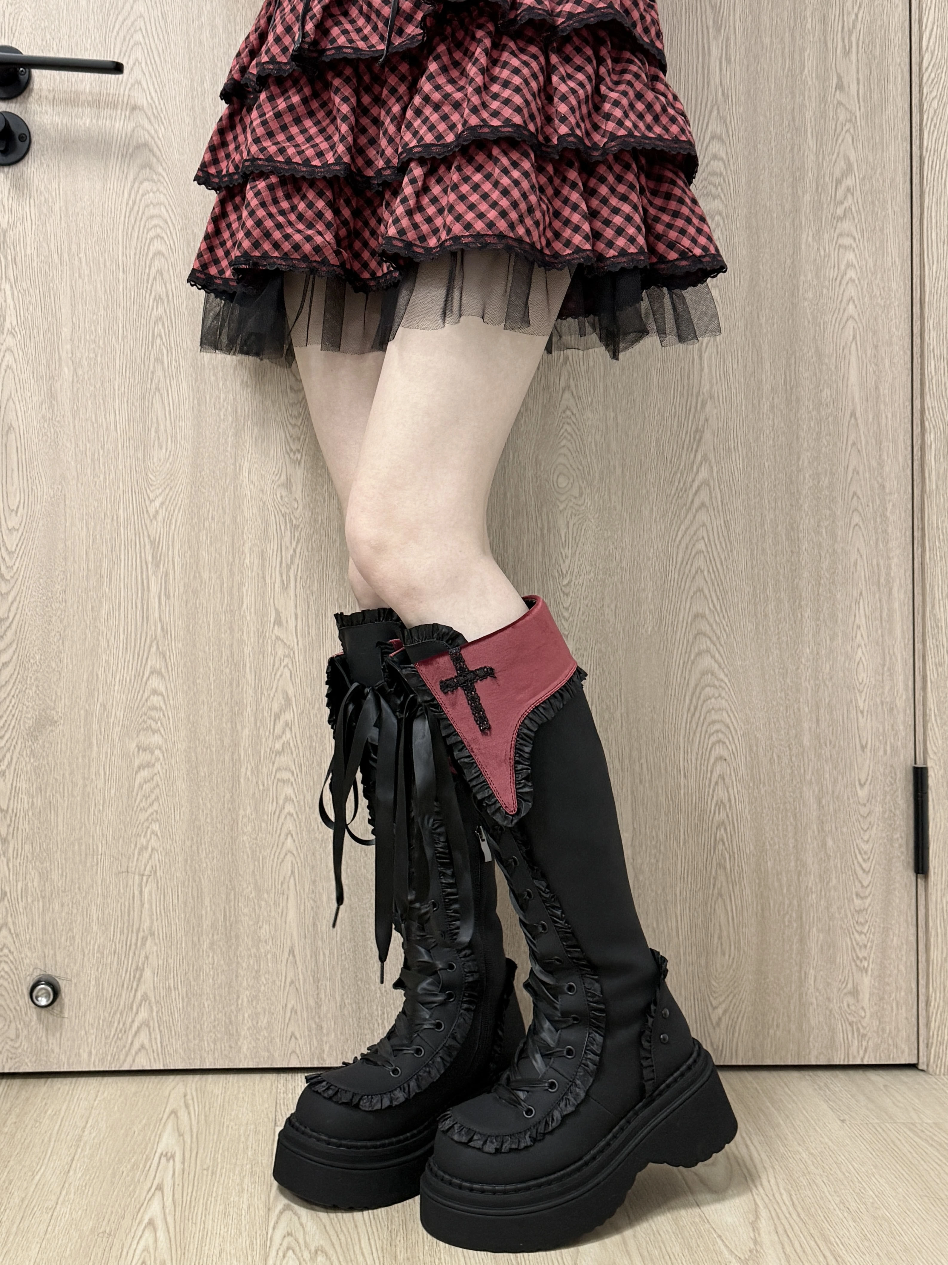 Bottes de visiteur de nuit Gururu originales Y2k, bottes gothiques à fond épais avec croix, bottes r
