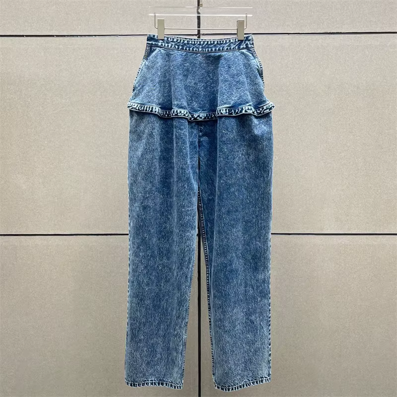 Jean femme nouveau pantalon femme délavé rétro pour l'été 2025 y2k pantalon droit en pur coton taill