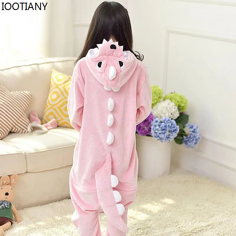 Pyjama Chaud en Motif de Dinosaure Rouge pour Enfant, Vêtements de Maison, Tenue de ix, de Carnaval,