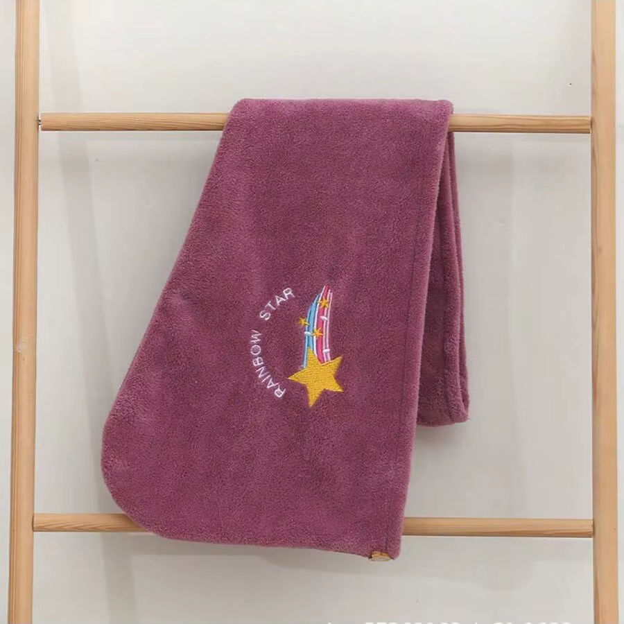 Bonnet de séchage de cheveux de Style brodé, serviette de cheveux épaisse en molleton de corail pour
