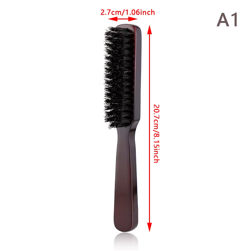 Brosse à cheveux manche en bois poils de sanglier peigne à barbe style démêlant redresser les poils