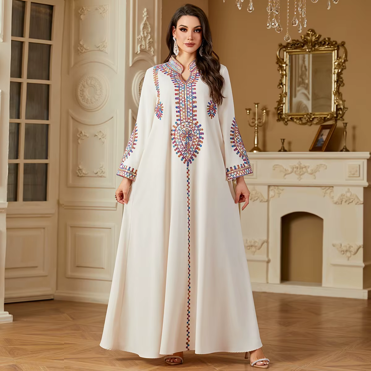 Robe longue brodée pour femmes musulmanes, Ramadan, Gulf islamique Jalabiya, caftan marocain, turqui