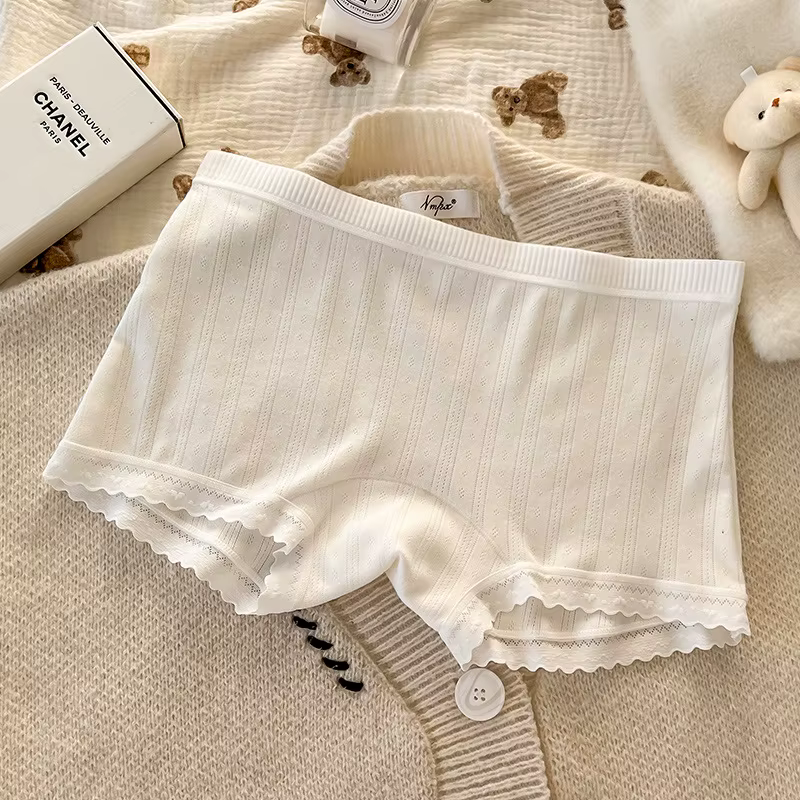 Culotte en dentelle mignonne, taille moyenne, pantalon de sécurité de sport Sexy pour femmes, sous-v