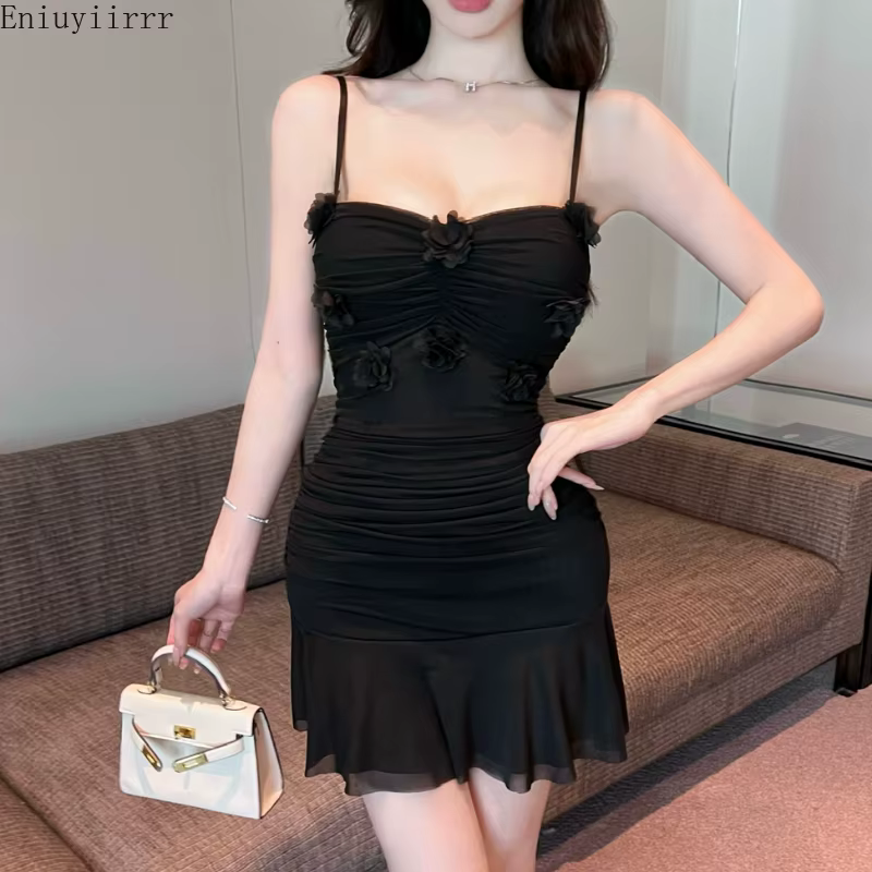 Nouvel An 2025 été romantique vacances fête nuit robe sexy soirée nuit coupe ajustée moulante volant