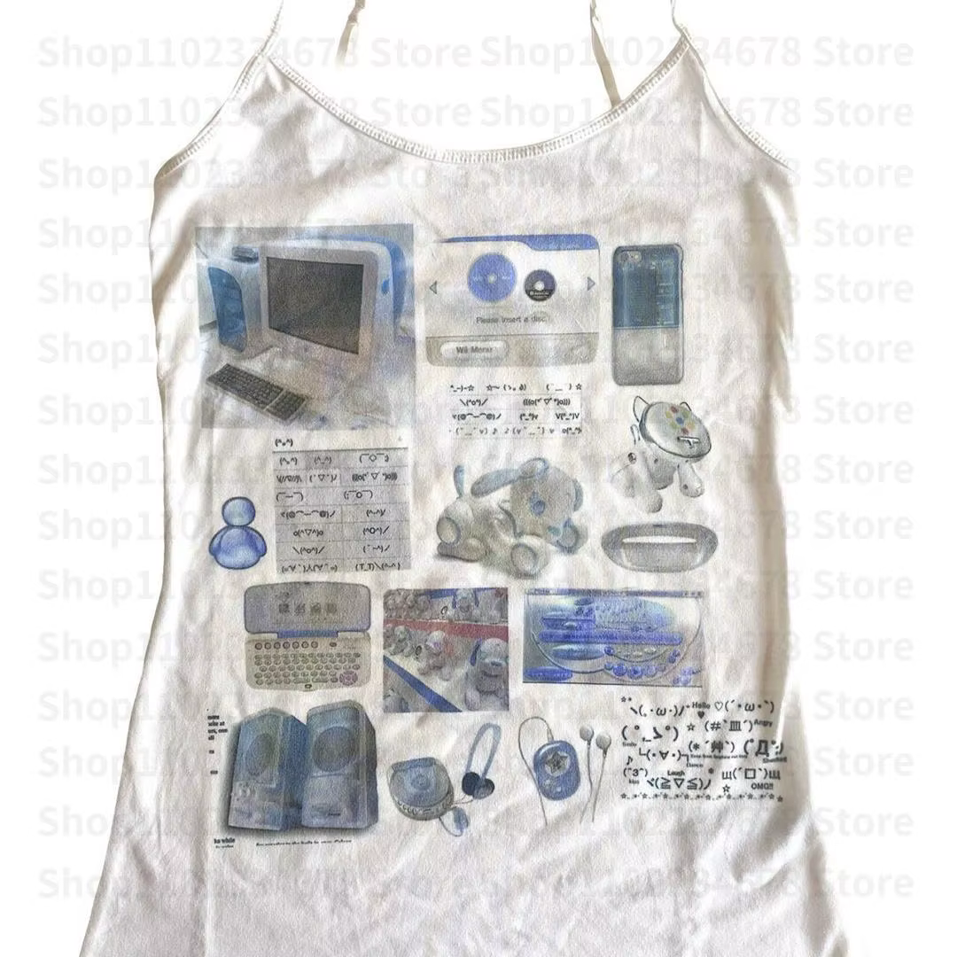 Vintage esthétique mignon lettre imprimer Vintage Emo fille 2000s haut Grunge Streetwear Corset Y2k