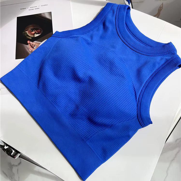Soutien-gorge de sport pour femme couleur bonbon avec coussinets amovibles, maintien élevé sans cout