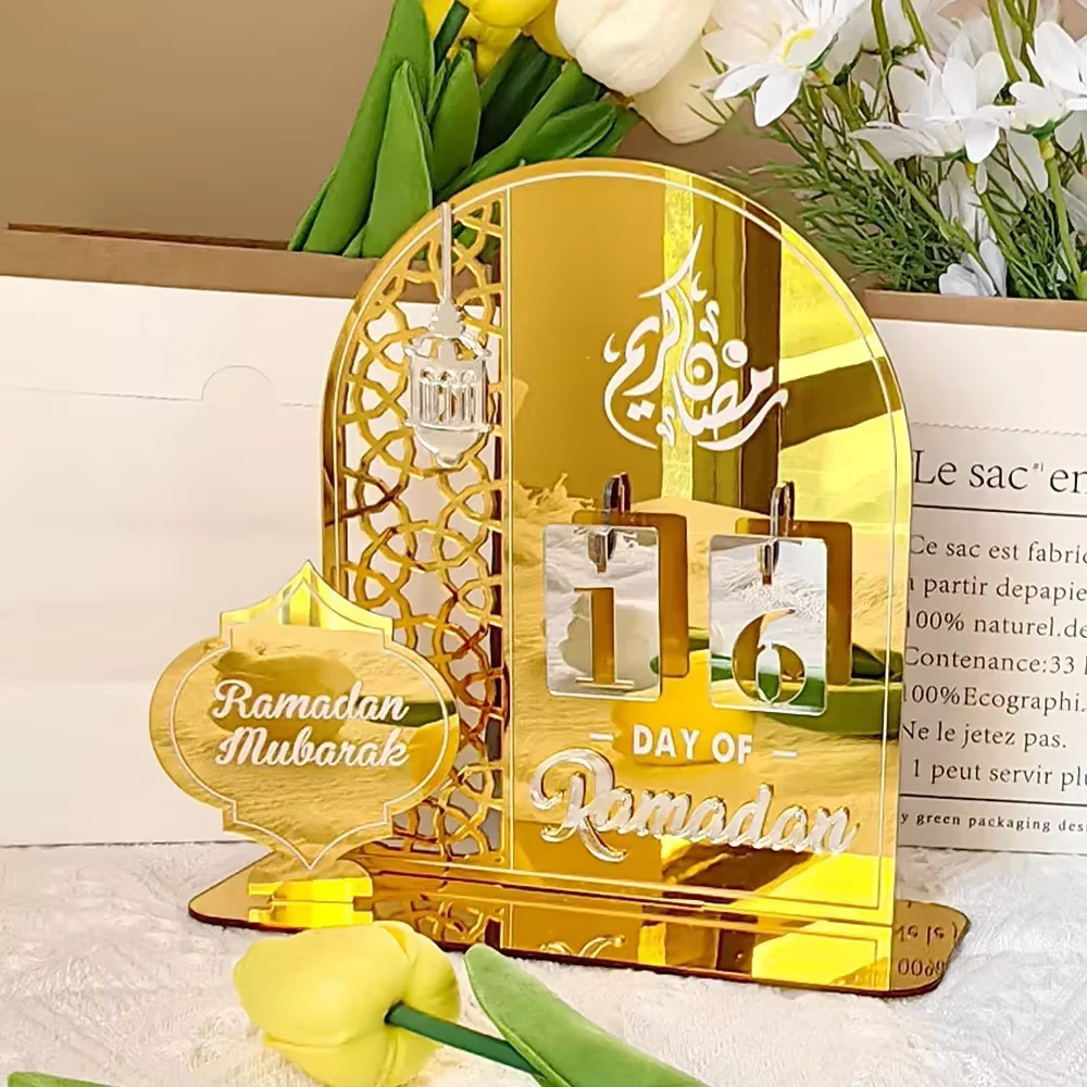 Calendrier de compte à rebours du Ramadan en acrylique, cadeaux du jour du Ramadan avec numéro de re