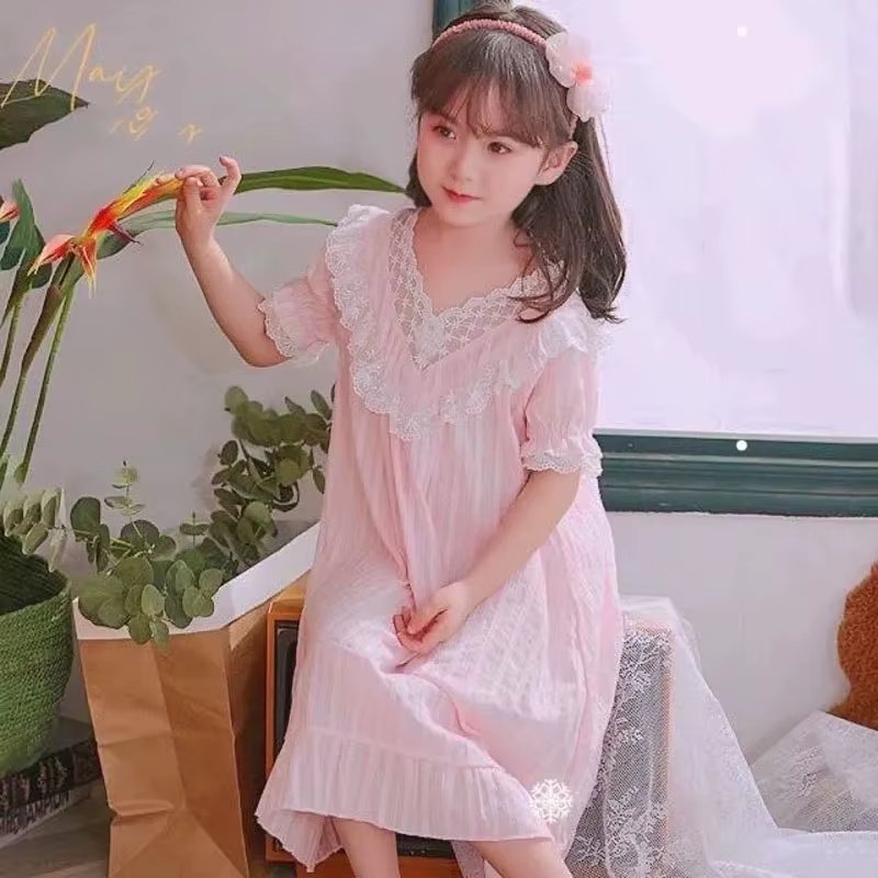 Chemise de nuit à manches courtes pour enfants, chemise de nuit d'été mince pour bébé, pyjama monoch
