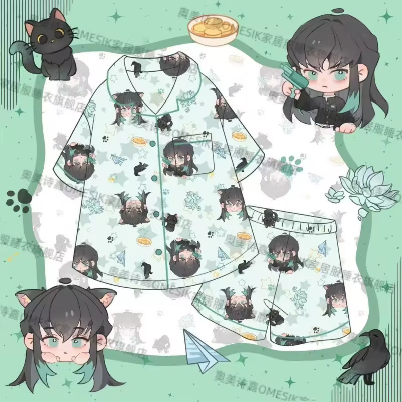 Ensembles de pyjamas Demon Slayer Anime 2 pièces, vêtements de détente Giyuu Tomioka Muichiro Tokito
