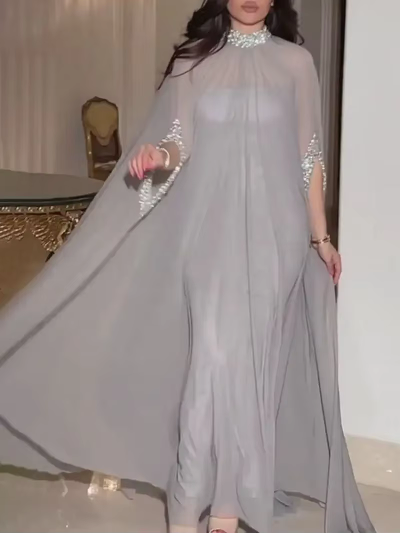Robe de Soirée Africaine pour Femme, Été Automne Afrique Manches sulfRouge Gris Rose Long Quelles qu