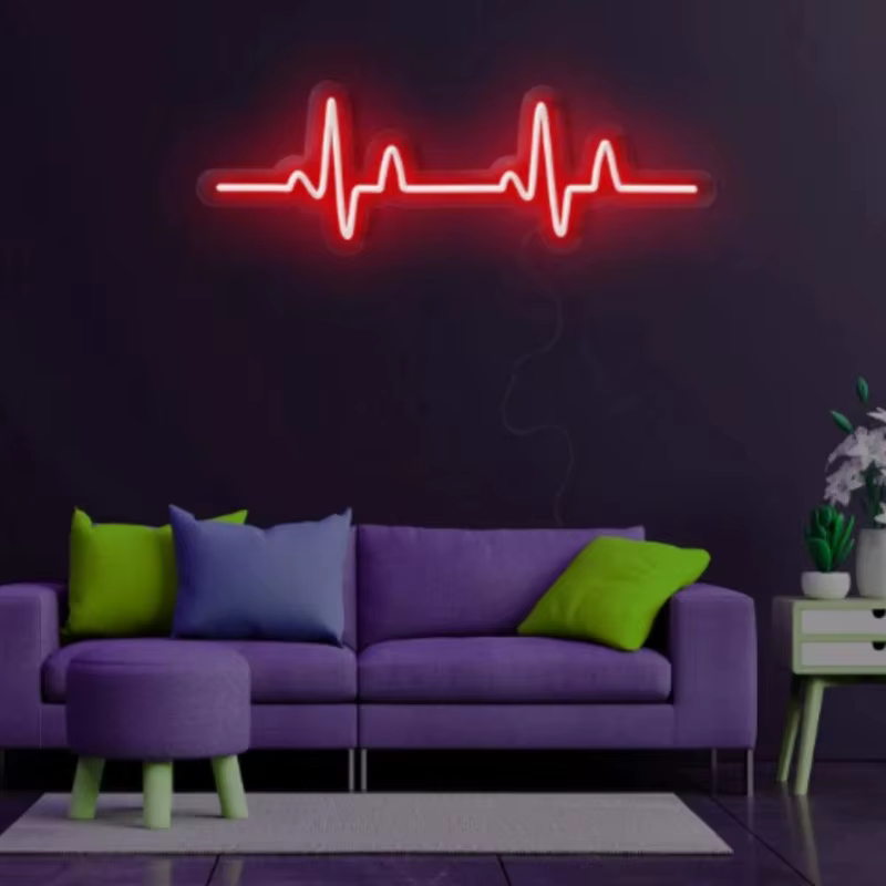 Enseigne au néon battement de coeur salle de jeu chambre décor tenture murale USB néons maison fête