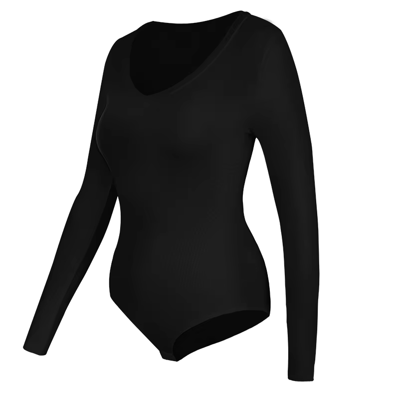 Body Sexy pour femmes, col en V, combinaison amincissante, manches longues, sous-vêtement thermique