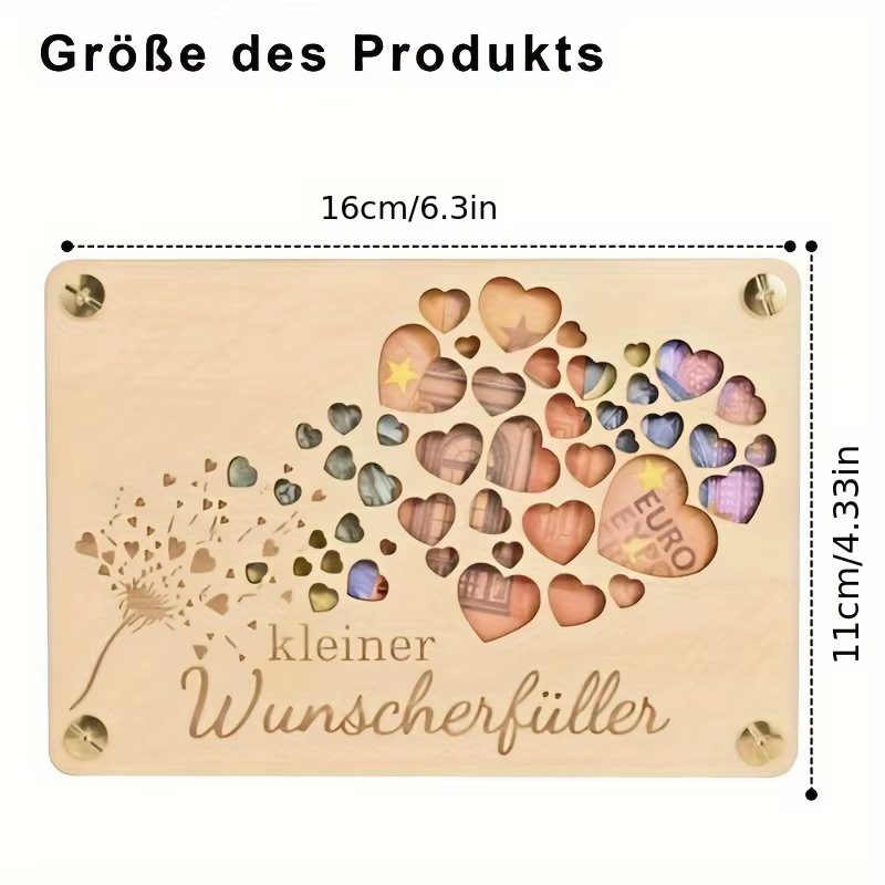 Cadeau de carte de vœux en espèces en bois – Design d'amour unique, adapté aux anniversaires, mariag