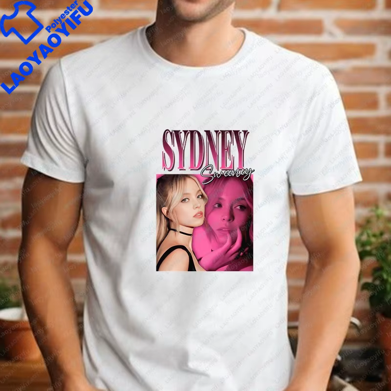 T-shirt imprimé rétro Sydney Sweeney - Chemise tendance à manches courtes adaptée aux hommes et aux