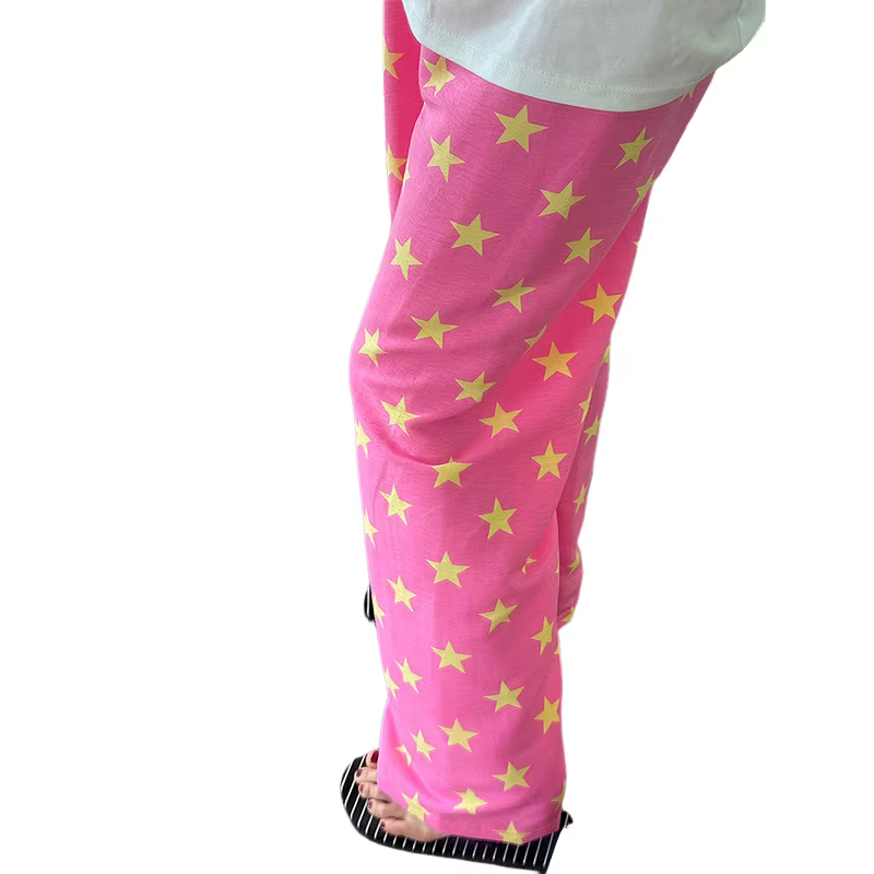 Pantalon de pyjama bleu imprimé étoiles d'anime japonais pour homme, style Y2K, coupe large, décontr