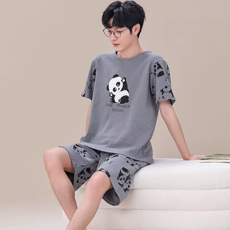 Nouveaux pyjamas d'été pour amoureux, motif panda mignon, vêtements de nuit pour filles, pyjamas pou