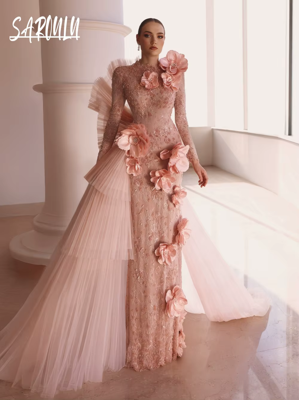 Robe de soirée trapèze à fleurs 3D, élégante, tapis rouge, robe de Cocktail en dentelle, personnalis