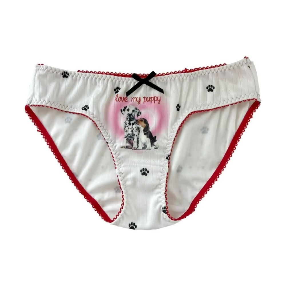 Lingerie Lolita, culottes imprimées chiot et chaton, culottes Kawaii à motif de patte de chat, culot