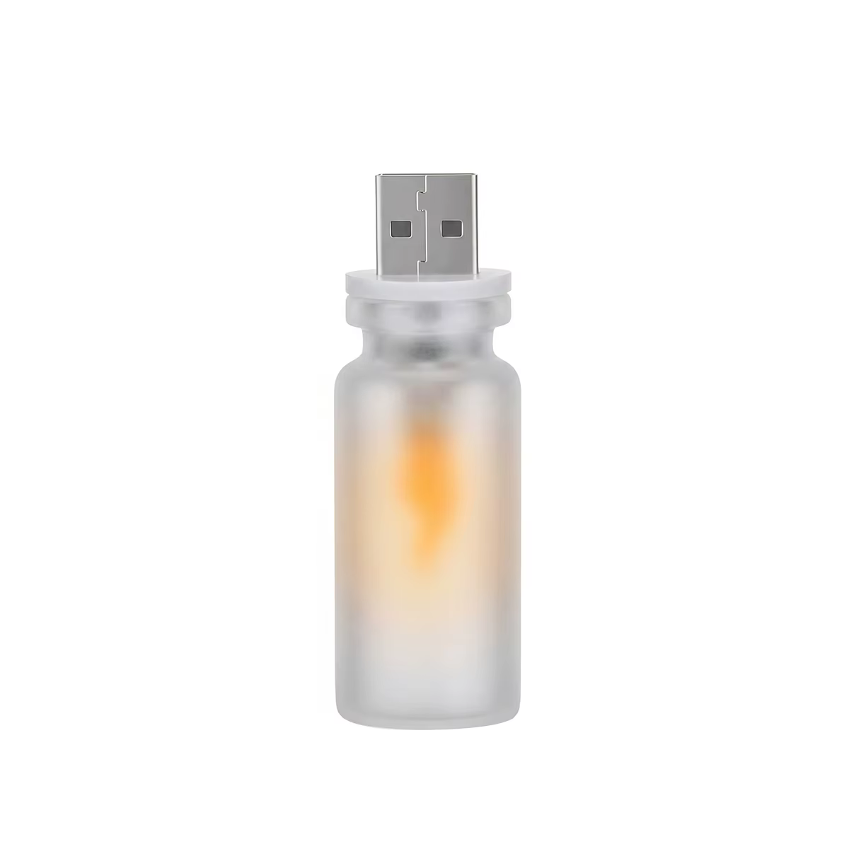 Lampe de nuit LED USB à flamme vacillante en verre dépoli transparent, flamme simulée pour voiture,