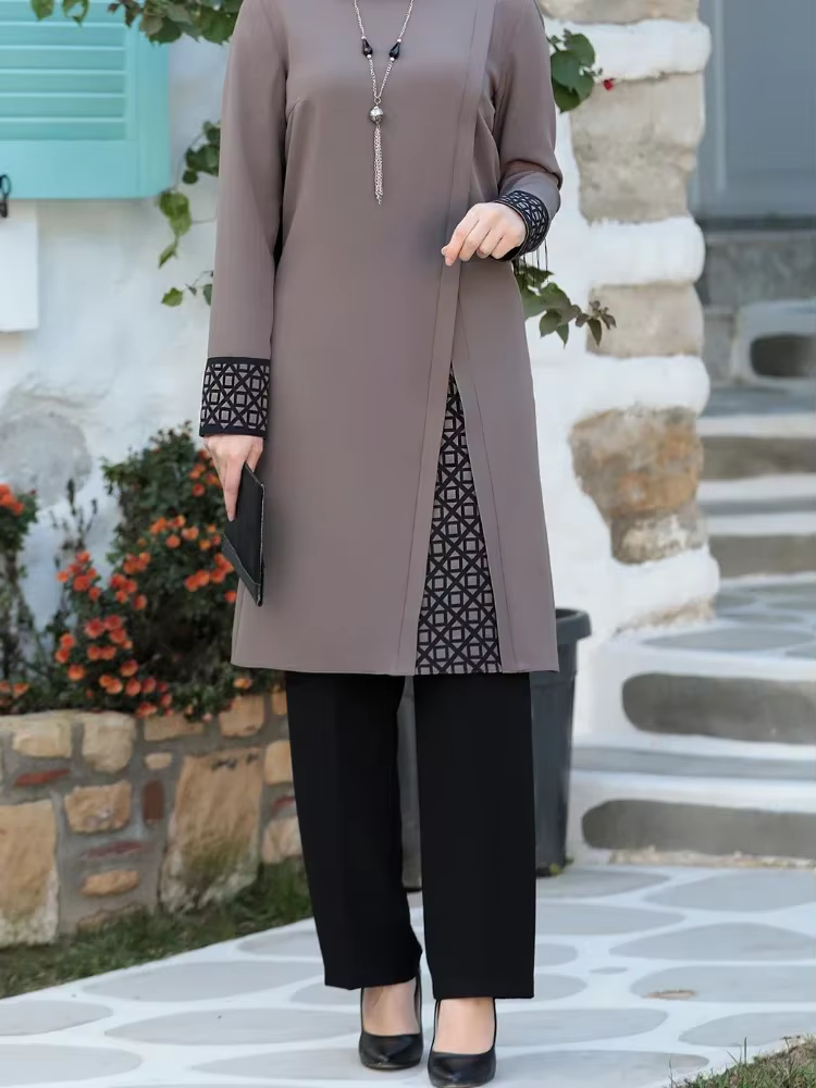 Musulman dubaï Abayas femmes ensemble 2 pièces haut et pantalon TRamadan Robe deux pièces Abaya ense