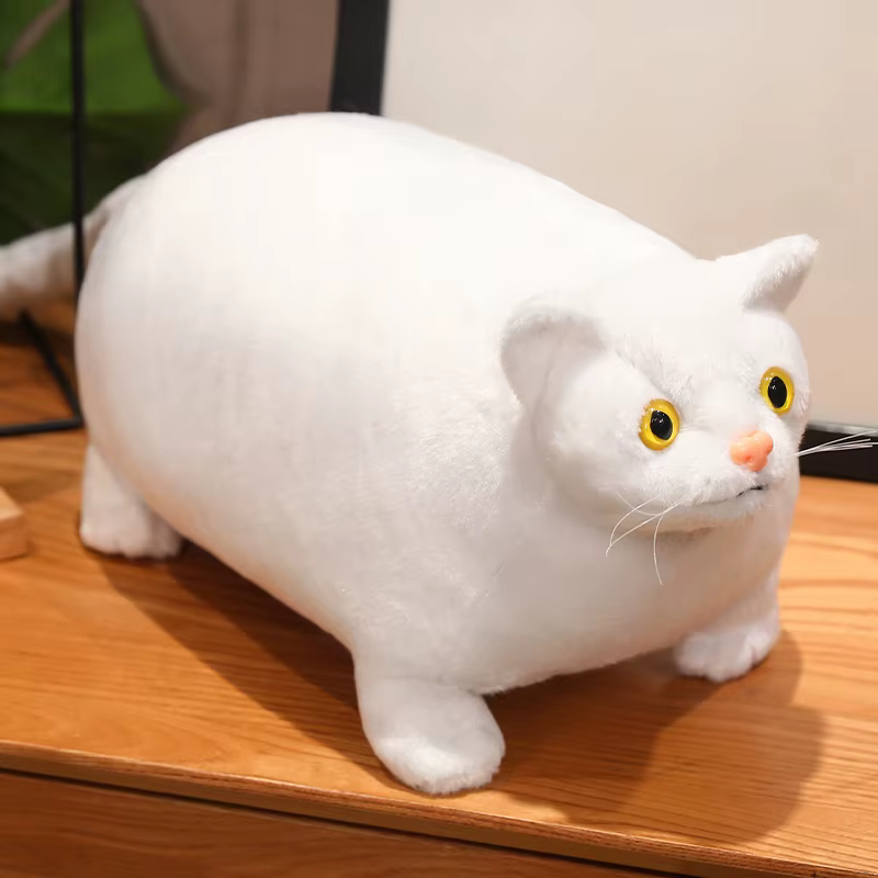 Peluche chat potelé 30/50cm, Simulation 3D, petite tête, gros corps, poupée animale, oreiller à câli