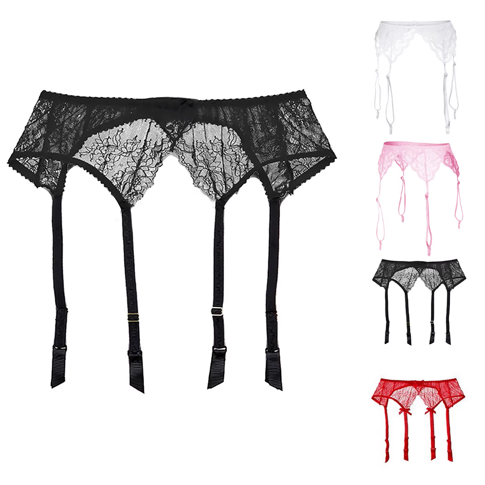 Jarretelles en dentelle pour femmes, Lingerie Sexy, sous-vêtements transparents, ceinture de taille 