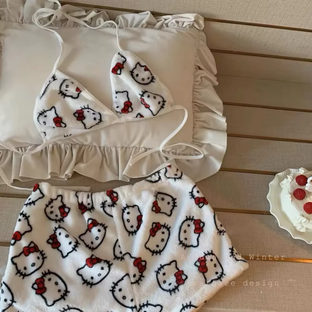 Hello Kitty dames pyjama deux pièces Sanrio Anime Kawaii femmes maison sous-vêtements mignon été mai