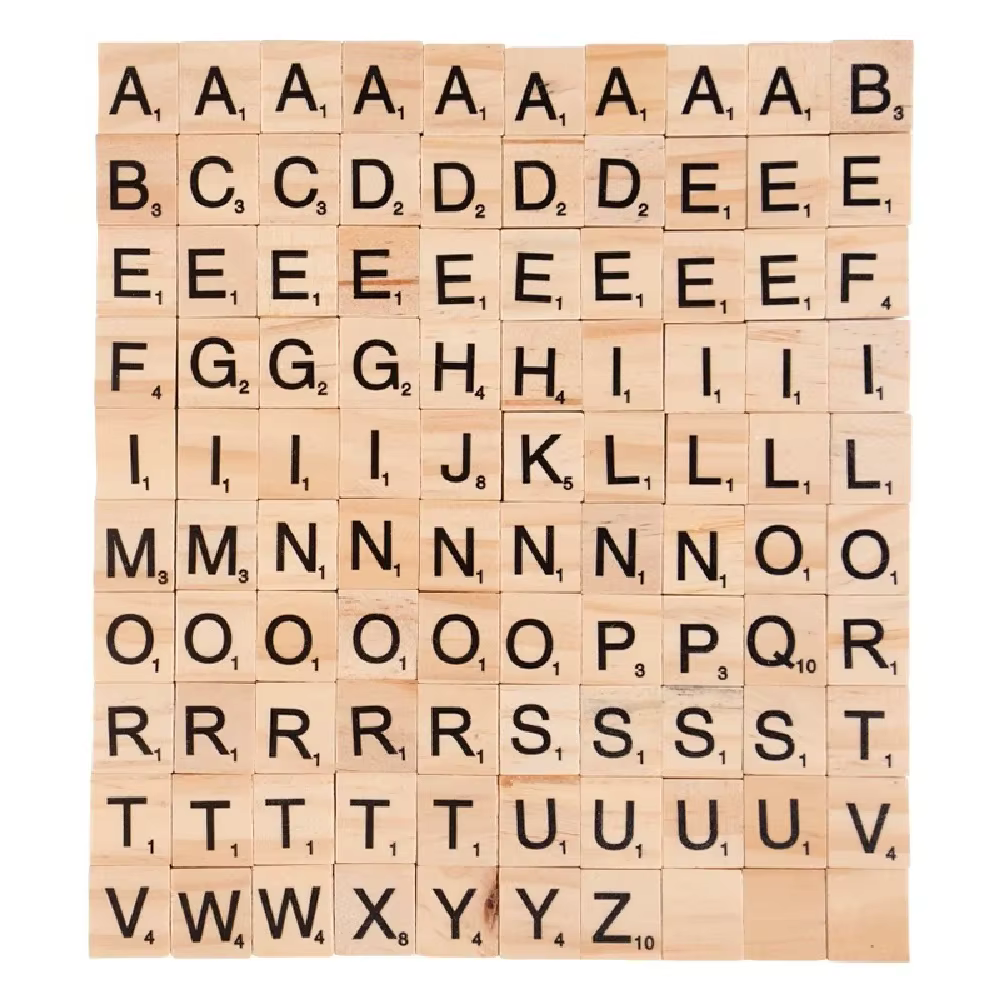 100 pièces de carreaux en bois, 26 lettres anglaises, alphabet numérique, décoration artisanale en b