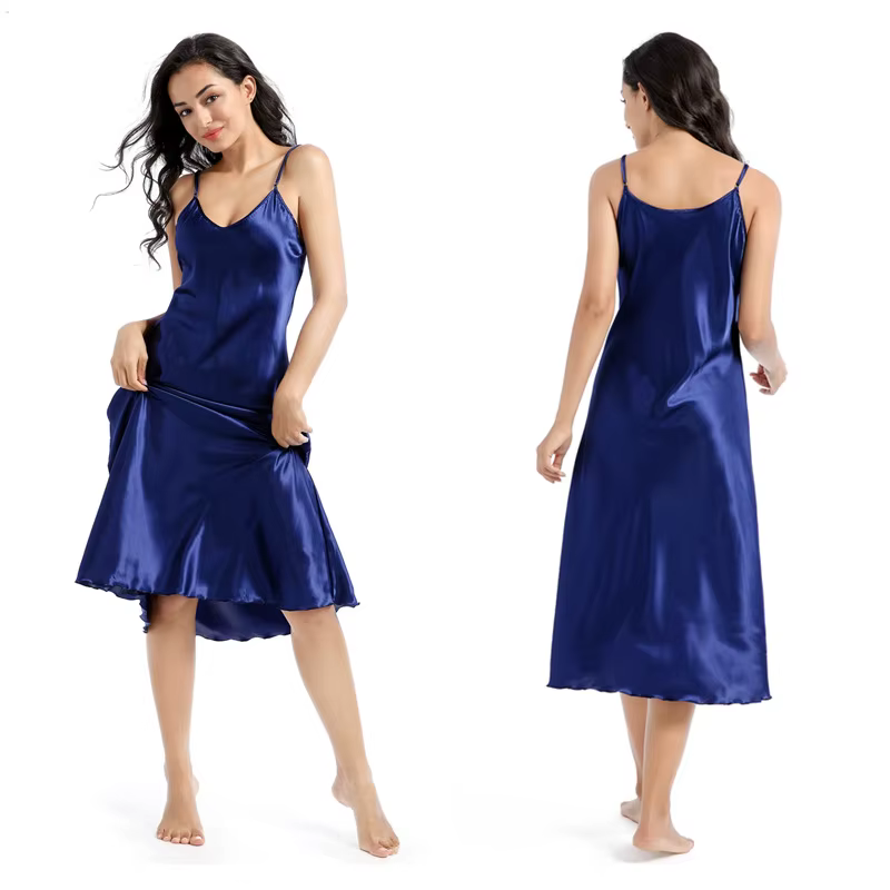 Élégant femme longue chemise de nuit vêtements de nuit Sexy Patchwork dentelle dos nu chemise de nui