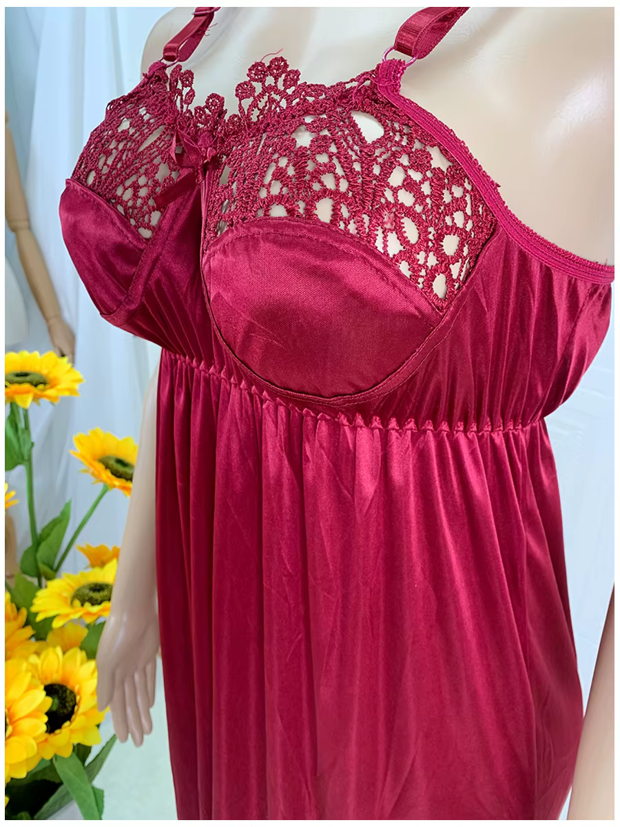 Dernières femmes africaines Sexy élégant dentelle broderie pyjamas soie confortable Sexy chemise de