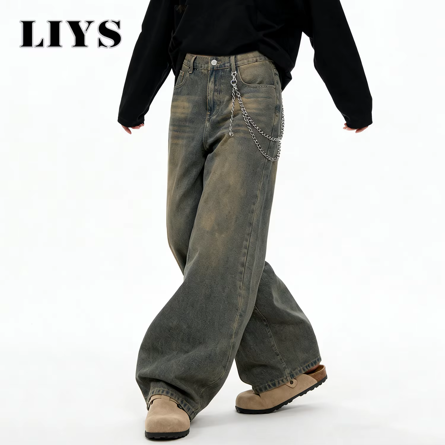 Jean Baggy rétro américain à jambes larges pour hommes, Streetwear coréen en détresse y2k, vêtements