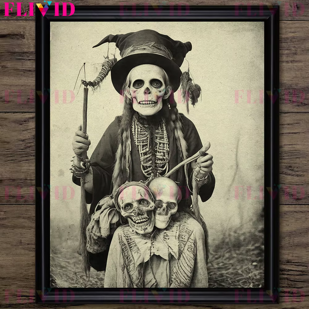 Jour des morts Couple de mariage Vintage photographie Art affiche impression Zombie diable Antique P