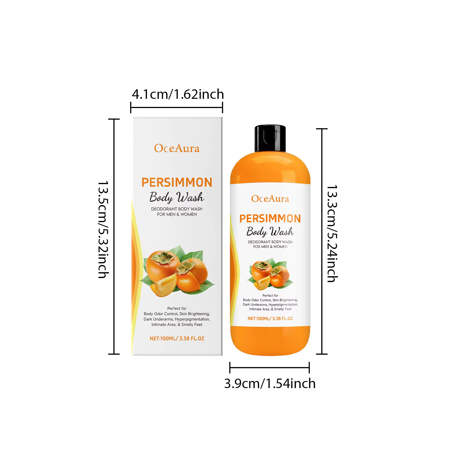 Gel Douche au Kaki Nettoyant Doux Hydratant Exfoliant pour la Peau Lissant et Adoucissant Éliminateu